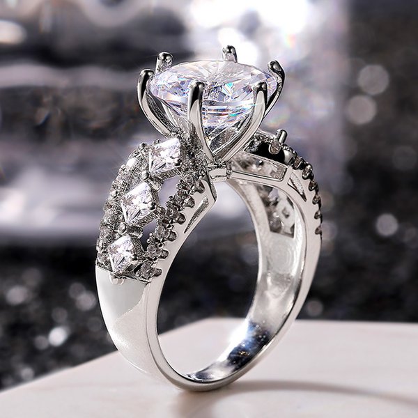 Cao Shi's New Luxury High Quality Zircon Women's With Hollow Square Diamond Engagement Ring-image