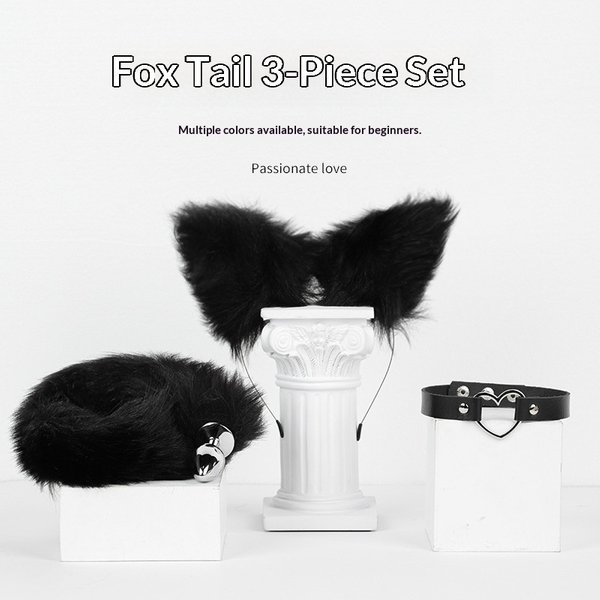 Luvbox Sexy Sm Fox Tail Three-Piece Set Multi-Color Anal Plug Collar Props Alternative Toys For Women Adult Products-image