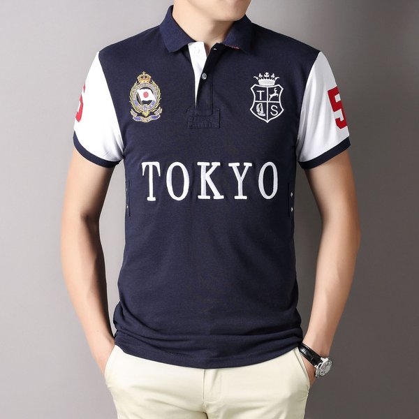 Man's clothing polo shirt for men with short sleeve cotton embroidery fashion casual sports