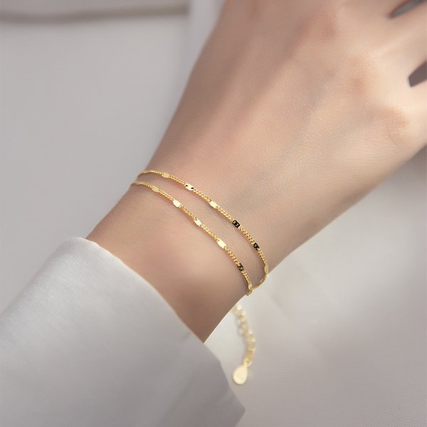 S925 Silver Simple Small Fresh Double Layer Bracelet Lady Temperament Niche Sweet Design Hand Jewelry-image
