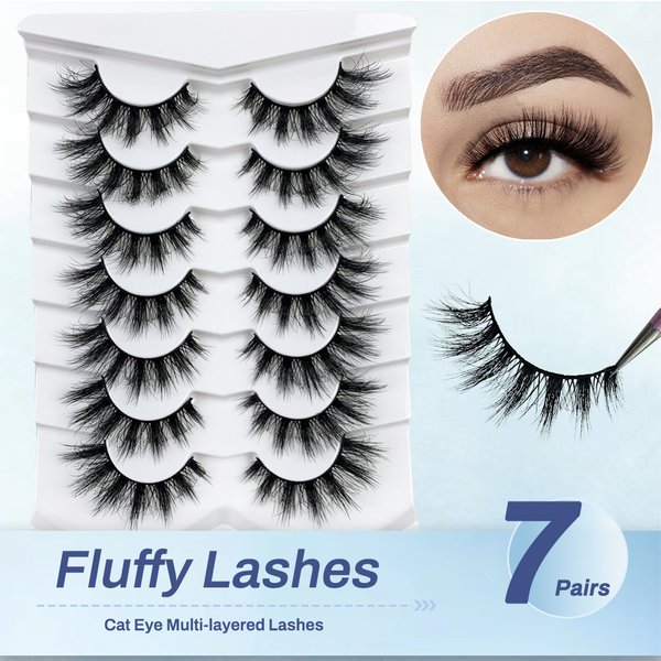 3D False eyelashes 7 pairs of thick natural stereo curl fluffy eyelashes