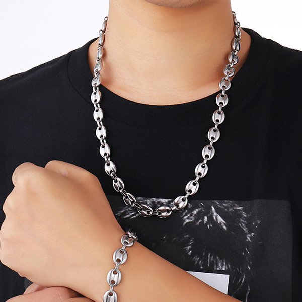 Stainless Steel Coffee Bean Necklace 11Mm*60Cm Pig Nose Necklace Titanium Steel Jewelry Bean Chain-image