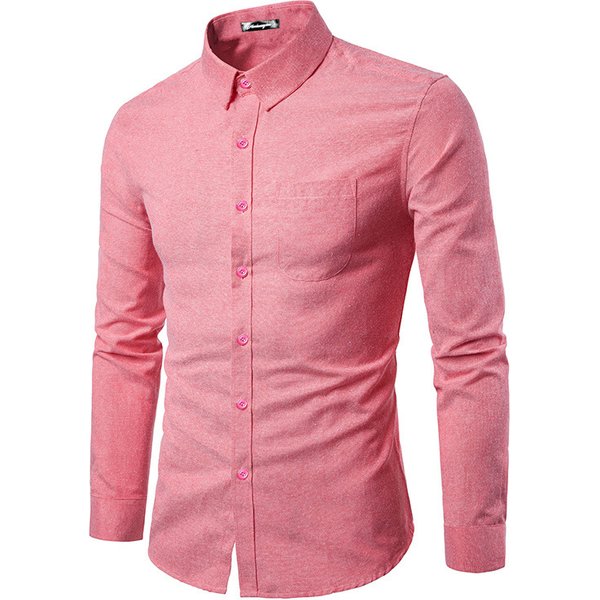 Men's clothing Oxford woven long sleeve shirt casual solid color over wear shirt