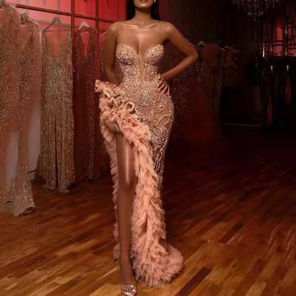 Women's Fashion Annual Meeting Tassel Tail Sexy Sequin Tube Top Dress-image