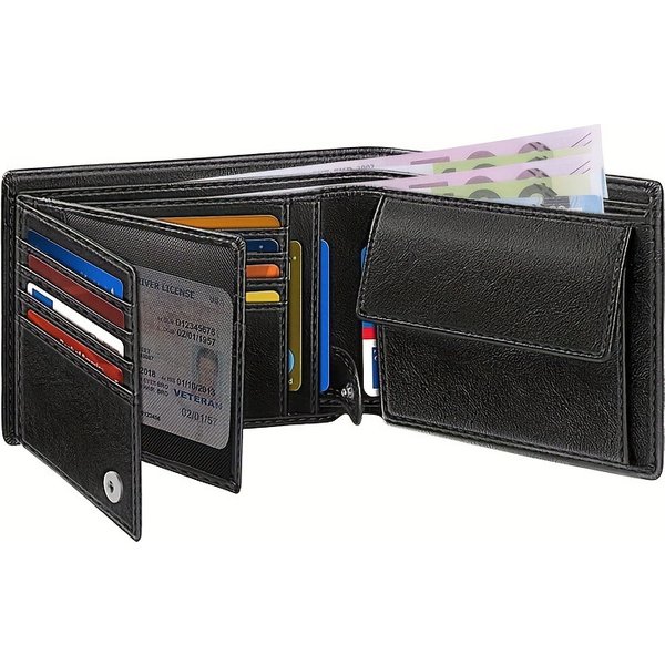 Double Loose-leaf Men's Wallet Multi-card Simple With Change Pocket Money Clip Anti-theft Brush Large Capacity Wallet