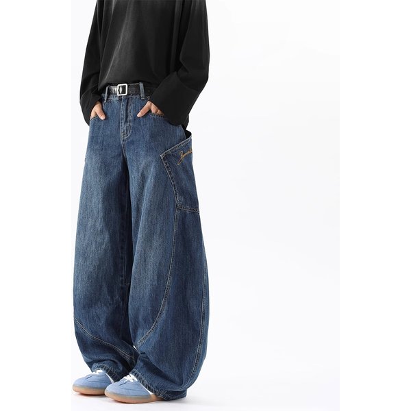 Men's Clothing High Street Fashion Brand Workwear Machete Jeans Men's Spring And Autumn New Retro Loose Wide Leg Versatile Trousers-image