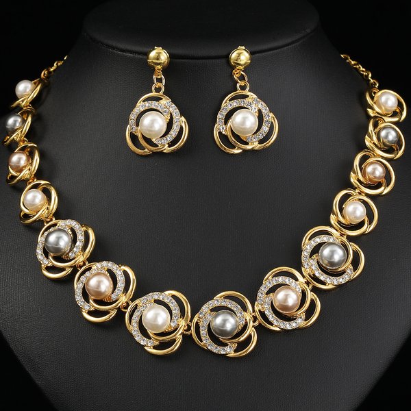 European And American Pearl Necklace Set Bride Accessories Fashion Dress Evening Versatile Alloy Electroplated-image