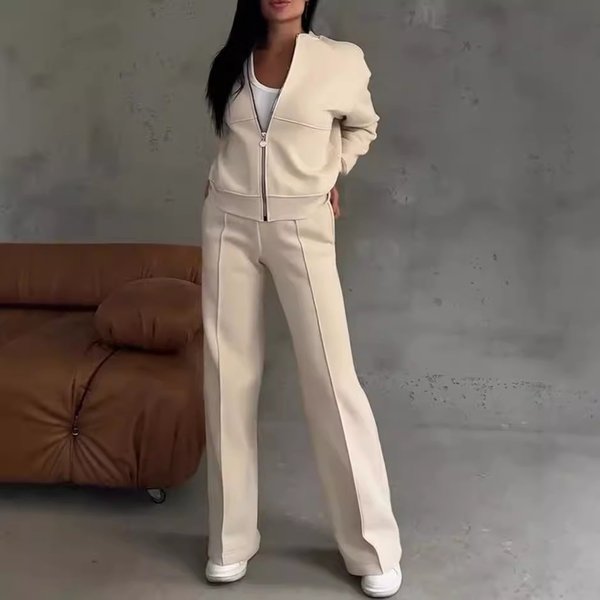 Women's Clothing Autumn Solid Color Sweater Casual Suit-image