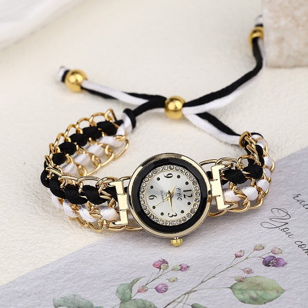 Women's Quartz Watches New Casual Fashion Diamond Ladies Watch Female Student Braided Drawstring Bracelet Watch-image