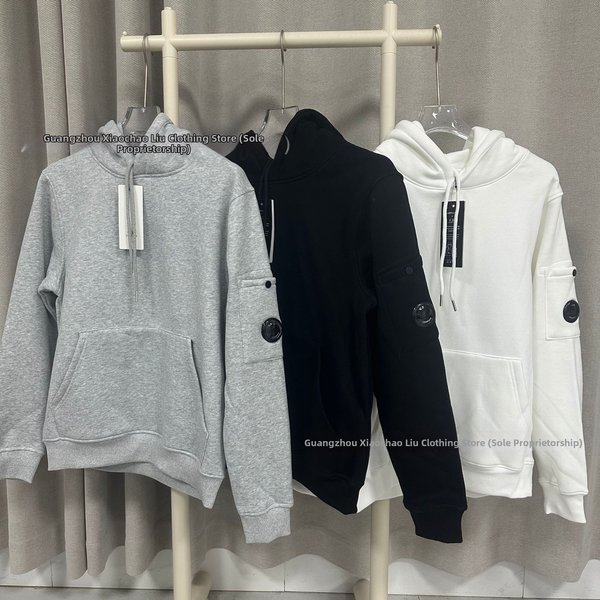 Unisex Hooded Sweatshirt with Fleece Lining And Lens Badge Pocket Pure Cotton Solid Color Sweatshirt European Size CP Cross Border INS Supply