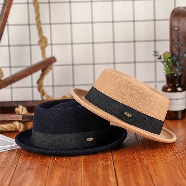 New 99+1 Wool Concave-Convex Top Warm Fashion Retro British Style Gentleman Ribbon French Felt Hat-image