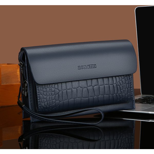 New Password Lock, Crocodile Pattern Handbag, Wallet With Multiple Card Slots, Trendy Men's Bag, Soft Leather Clutch Bag-image