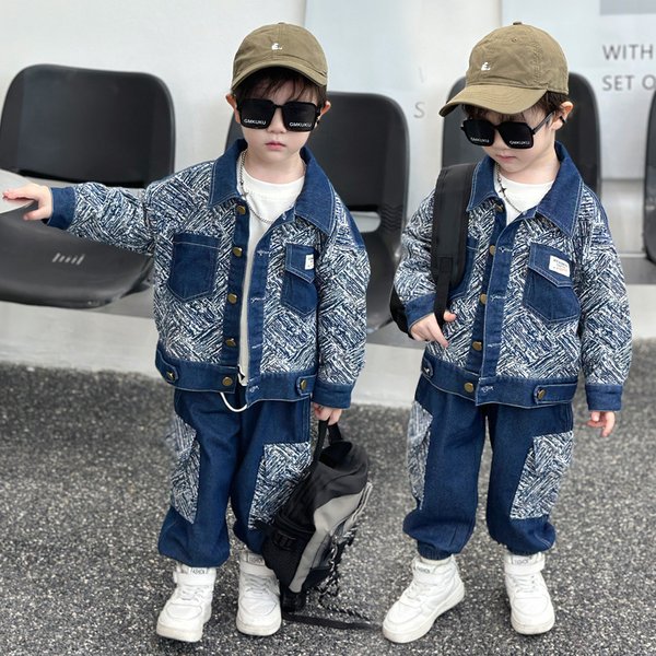 Mother & Kids Boys Denim Suits New Children's Spring Clothes Small And Medium Sized Children's Baby Two Piece Suits