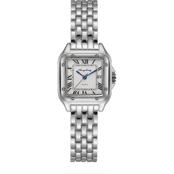 Hot selling new square minimalist design couple quartz fashion stainless steel women's watch set