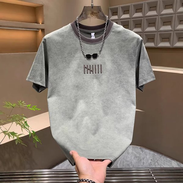 Summer Tie Dye Trendy Men's T-Shirt Short Sleeve High Quality Fashionable And Breathable Half Sleeve Patchwork Top For Men-image