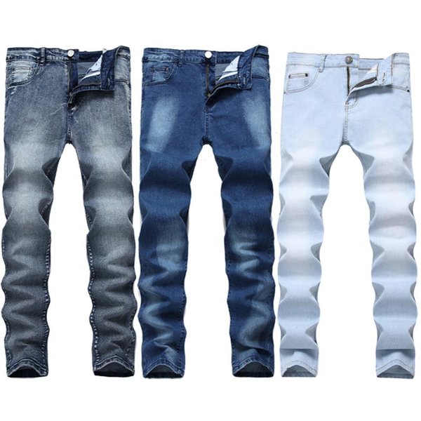 Men's stretch straight jeans slim men's multi-color denim trousers
