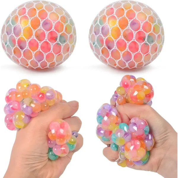 Rainbow Sensory Stress Relief Ball Squishy 3D Fidget Toys Adults Kids Anti-Anxiety Silent Non-Toxic Toy For Office