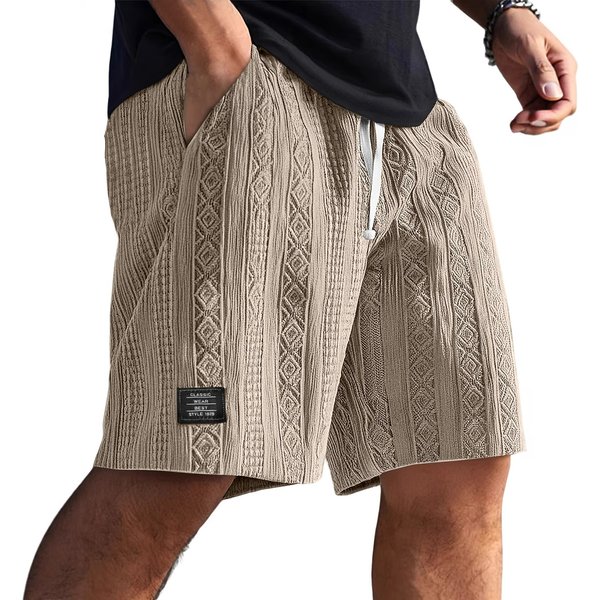Men's Casual Jacquard Logo Shorts - Breathable Comfort Fit For Everyday Wear (Multiple Colors & Sizes)