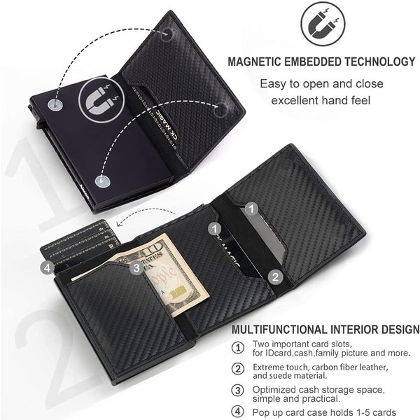 Luggage & Bags Rfid Automatic Pop-Up Card Holder Ultra-Thin Credit Card Wallet Money Clip Multi-Slots Wallet For Men-image
