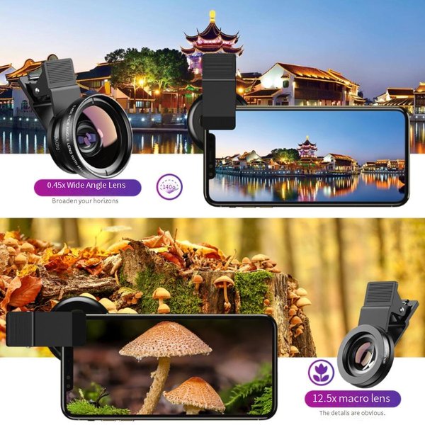 Mobile Phone Lens 0.45X Universal Ultra Wide Angle 12.5X Macro Slr Special Effects External Camera Mobile Phone Lens-image