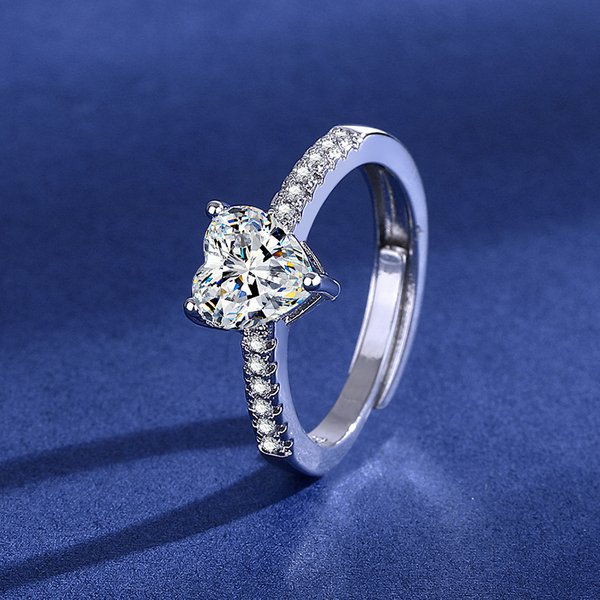 Engagement Proposal Wedding Ring For Women, Bright Love-Plated 18K White Gold Micro-Set Ring-image