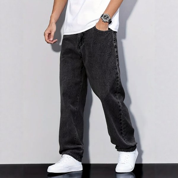 Men's Clothing Men's High Stretch Casual Trousers Loose Fitting Washed Distressed Straight Leg For Formal & Casual