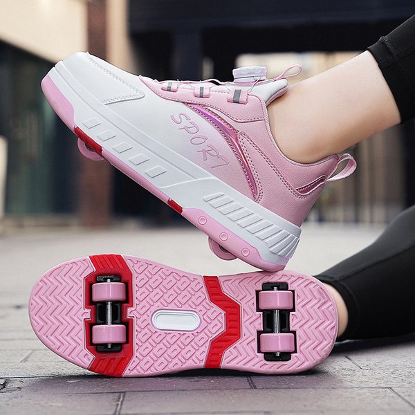 Kid's Clothing Roller skates, double-row wheels, deformed shoes, wheel shoes, skates, four-wheel detachable roller skates, double-row wheels
