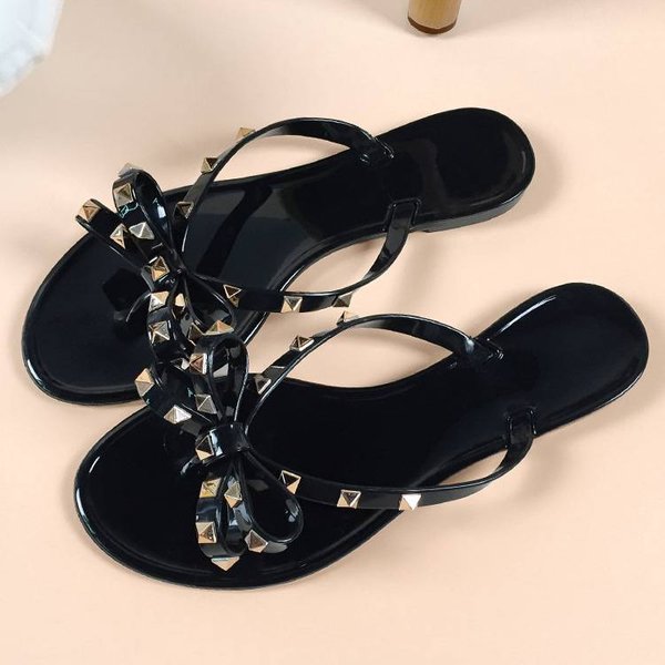 Jelly Diamond PVC Sandals - Transparent Flat Shoes For Women
