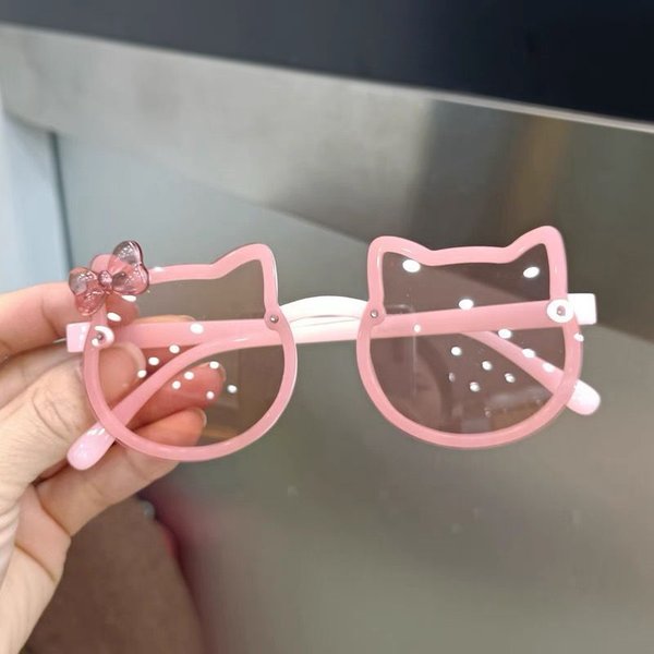 Summer Children Cute Kitty Sunglasses Acrylic Bow Outdoor Uv Protection Sun Glasses Baby Girls Classic Kids Boy UV400 Eyewear-image