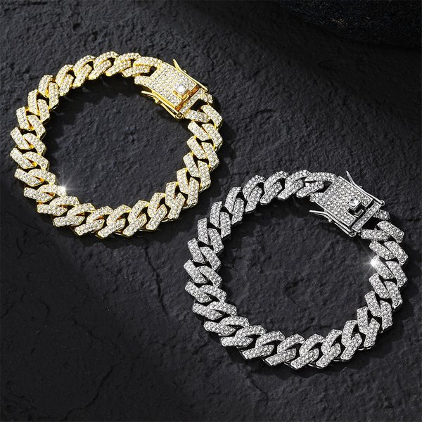 Hot Hip-Hop Jewelry Cuban Chain Fashion Full Diamond Accessories Versatile Bracelet