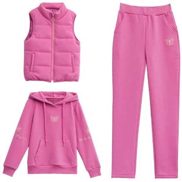 Women's Clothing Vest Three Piece Suit Middle Aged And Elderly Plus Velvet Thickened Sportswear Suit Female Cold Proof Winter Coat New-image