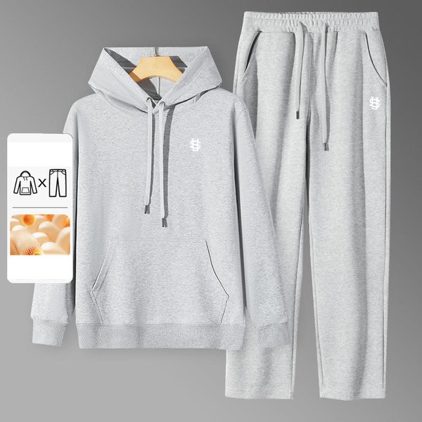 320G Cotton Hoodie & Sweatpants Set - Casual Letter Embroidery Sweatsuit (Men's/Women's Outdoor Sports Jogger Outfit)-image