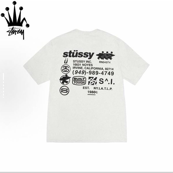 Stussy Small Character Pattern Design, Letter Logo Printing, Casual And Comfortable Pure Cotton Short Sleeved T-Shirt-image