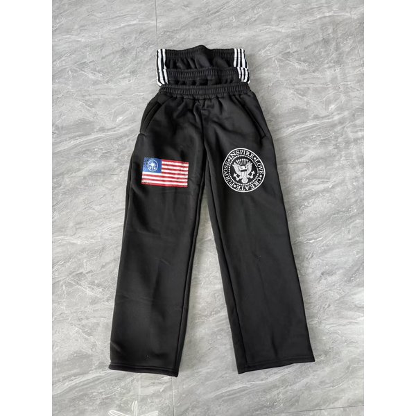 Unisex Embroidered Patchwork Elastic Jogger Pants - Trendy Streetwear Sweatpants For Men & Women (Black/Gray, S-4XL)