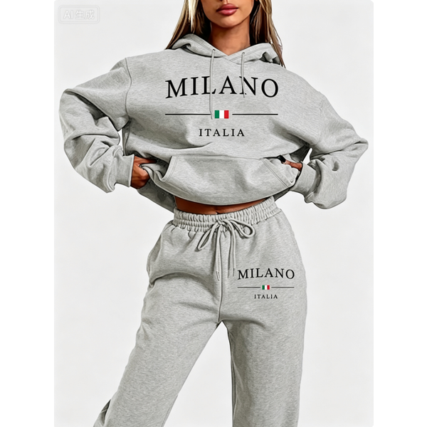 Women's Clothing 2pc Stylish Casual Letter Printed Tracksuit With Soft Fabric