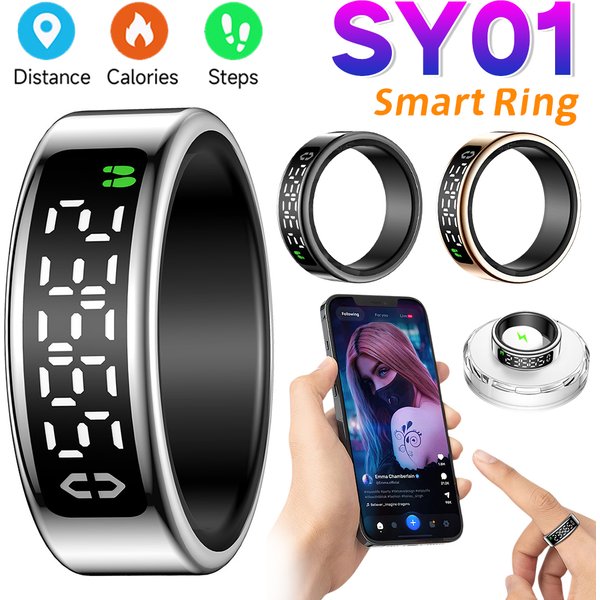 SY01 Smart Ring With Display Screen Wireless Charging 5ATM Waterproof Blood Oxygen Sleep Health Fitness Rings For Android/iOS