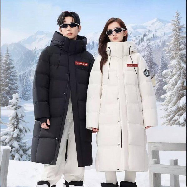 Unisex Long Padded Down Coat With Hood - Winter Warm Thickened Jacket For Men & Women, Loose Fit, Stand Collar, Multiple Colors & Sizes