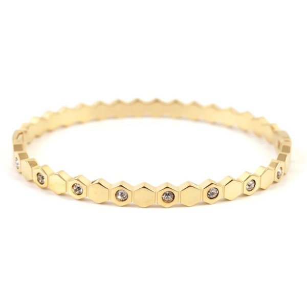 Fashion Simple Bracelet Electroplating Non Fading Diamond Studded Star Shaped All Match Personality Stainless Steel Bracelet-image