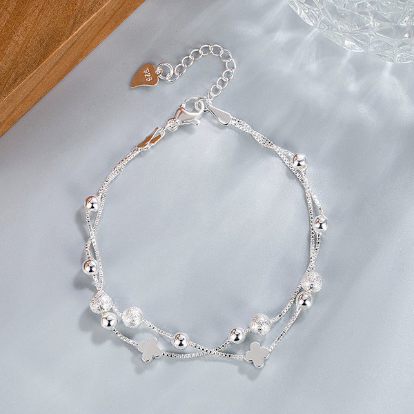 New Sacked Double-layer Sand Bead Clover Bracele Female Niche, Simple Birhday Gif For Girlfriend, Exquisie And