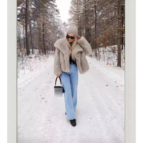 Women's Clothing Luxury Faux Fur Coat For Women – Elegant Winter Jacket With Shawl Collar, Plus Size Available In Black & Ivory