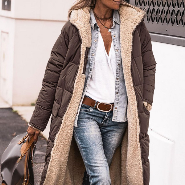Women's Clothing Solid Color Hooded Cotton Coat Long-Sleeved Reversible Slim-Fitting Cardigan Jacket Top-image