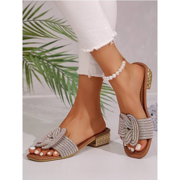 Large Size Women's Comfortable Casual Fashion Diamond Slip-On Sandals For Outdoor Wear-image