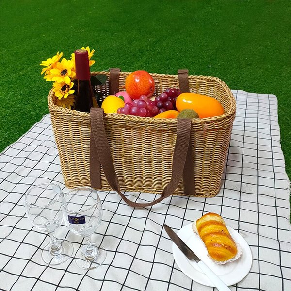 Rattan Woven Cloth Hand Basket Home Shopping Fruit And Vegetable Storage Basket Hand Woven Vegetable Basket-image