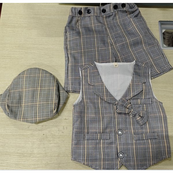 Mother & Kids Summer New Baby Boy Gentleman Suit One Year Old Dress Romper Vest Vest Shorts Bow Tie Multi Piece Set