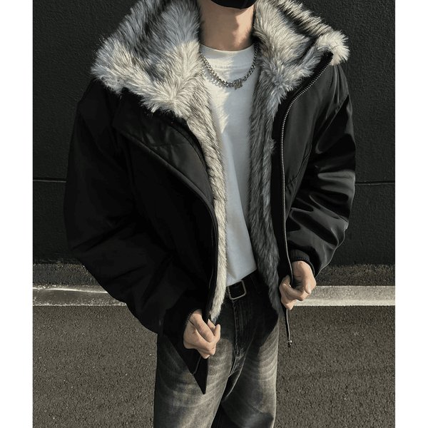 Men's Clothing Cotton Padded Jacket With Hooded Fur Collar, High End Plush And Thickened Men's Cotton Padded Jacket
