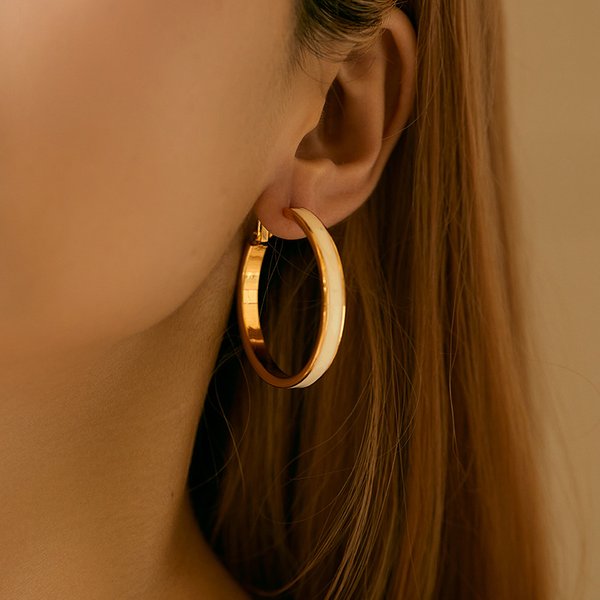 Plain Hoop Personality Earrings Ins Style Copper Plated K Real Gold Minimalist Style Metal Texture Large Circle Exaggerated Earrings-image