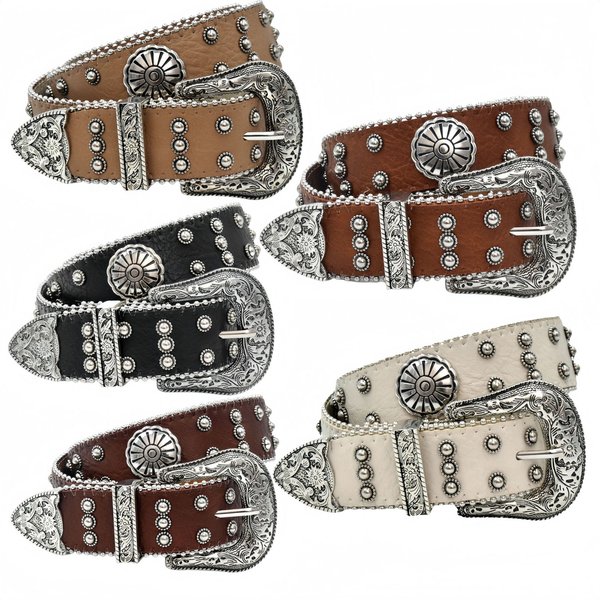 Women's Western Punk Belt, Y2K Studded Waistband With Alloy Buckle For Jeans & Skirts