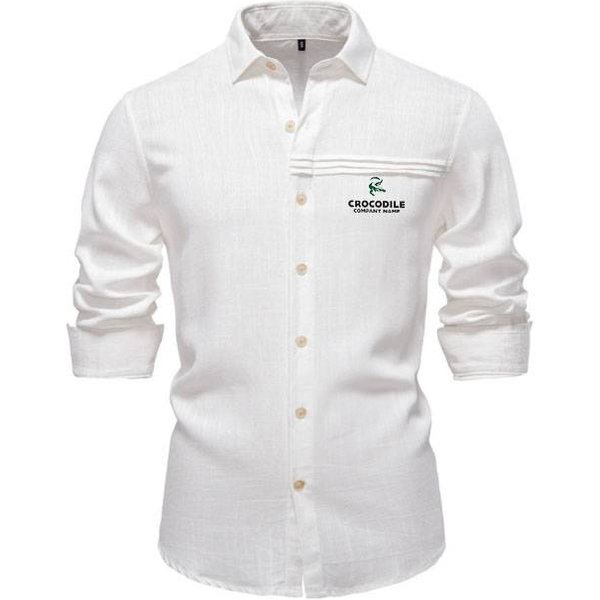 Men's Basic Cotton And Linen Embroidered Shirt Spring And Summer New Arrivals All-Match Linen Shirt Vacation-image