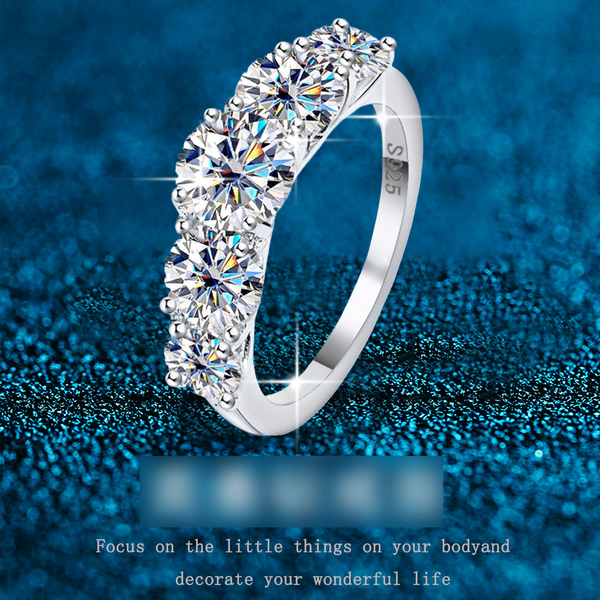 Women's Jewelry S925 Sterling Silver Moissanite Ring Five Diamond Female Ring Luxury Design-image