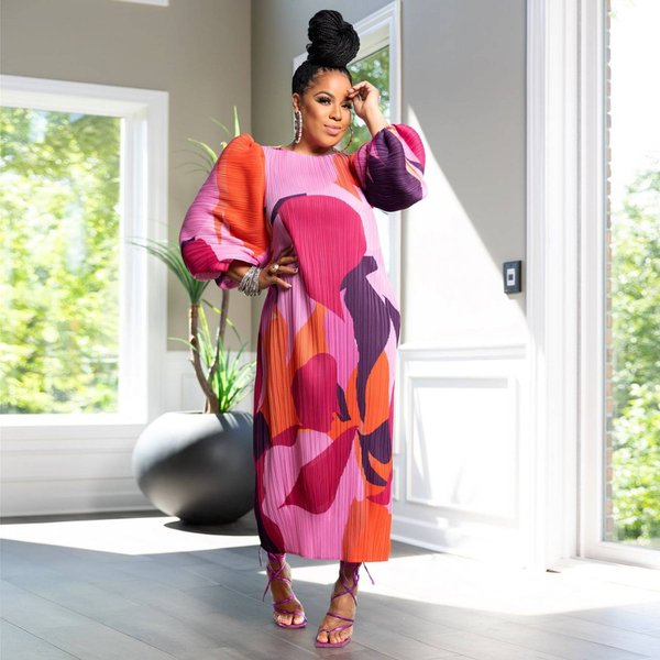 Women's Clothing lantern sleeve pleated dress
